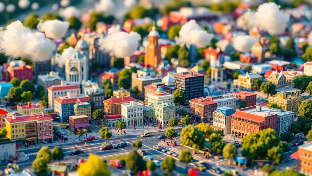 Miniature Cityscape in Tilt-Shift – free AI stock image