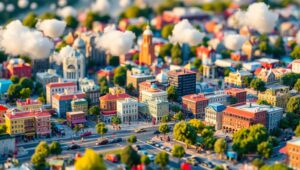 Miniature Cityscape in Tilt-Shift – free AI stock image