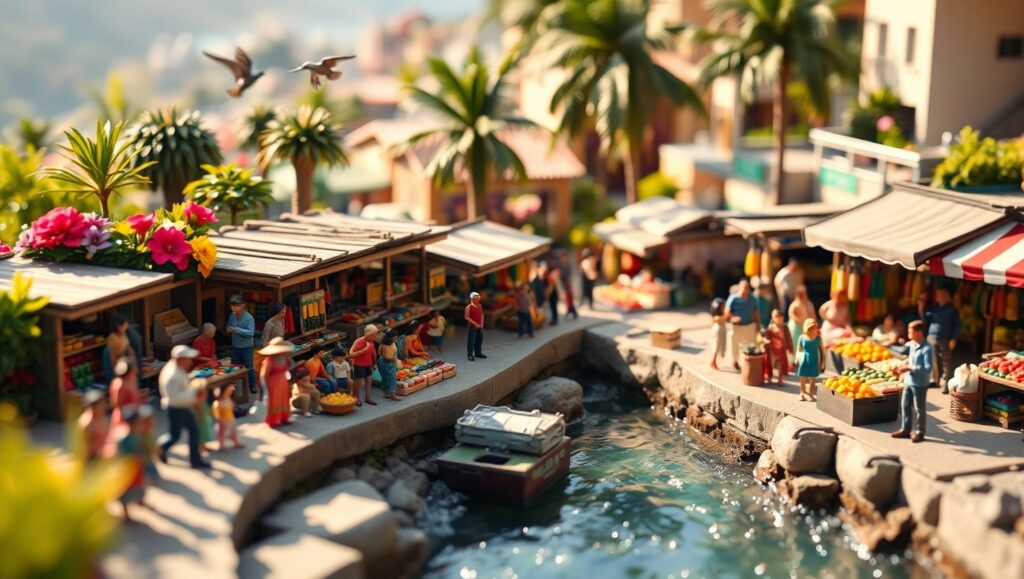 Miniature Market Life in Color – free AI stock image