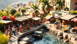 Miniature Market Life in Color – free AI stock image