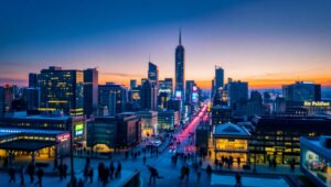 Miniature Twilight Cityscape Experience – free AI stock image