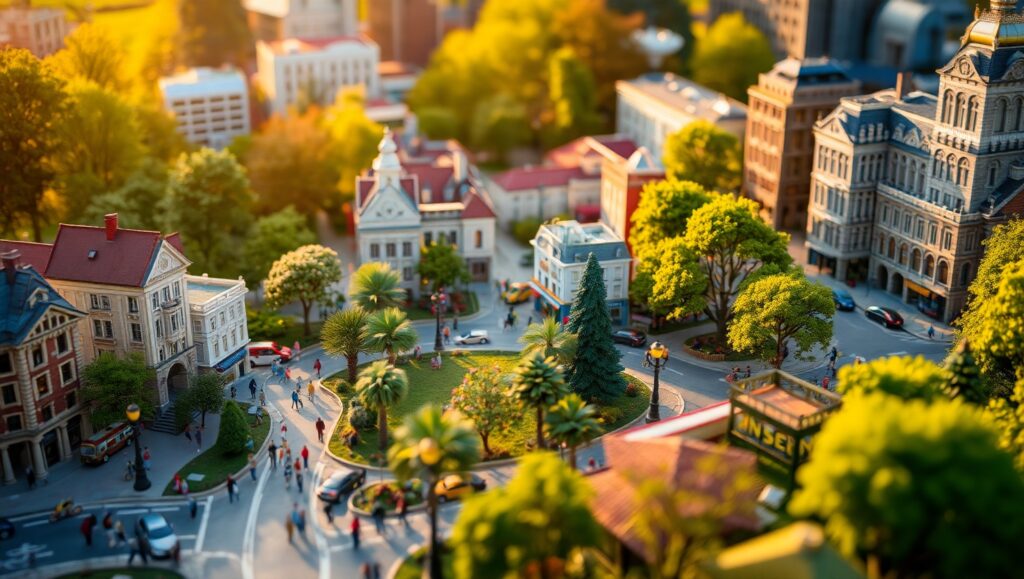 Miniature World Beneath the Sunset – free AI stock image