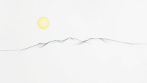 Minimalist Mountain and Sun Outline – free AI stock image