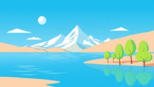 Minimalist Mountain Landscape in Flat Design – free AI stock image