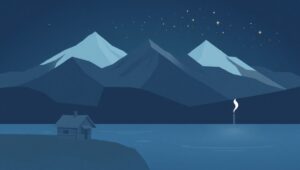 Minimalist Mountain Retreat at Night – free AI stock image