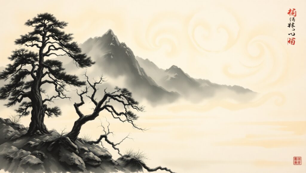 Mist-covered Mountains at Dawn aTN – free AI stock image