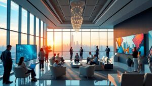 Modern Corporate Office Collaboration – free AI stock image