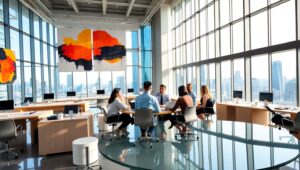 Modern Corporate Office Collaboration Scene BsJ – free AI stock image