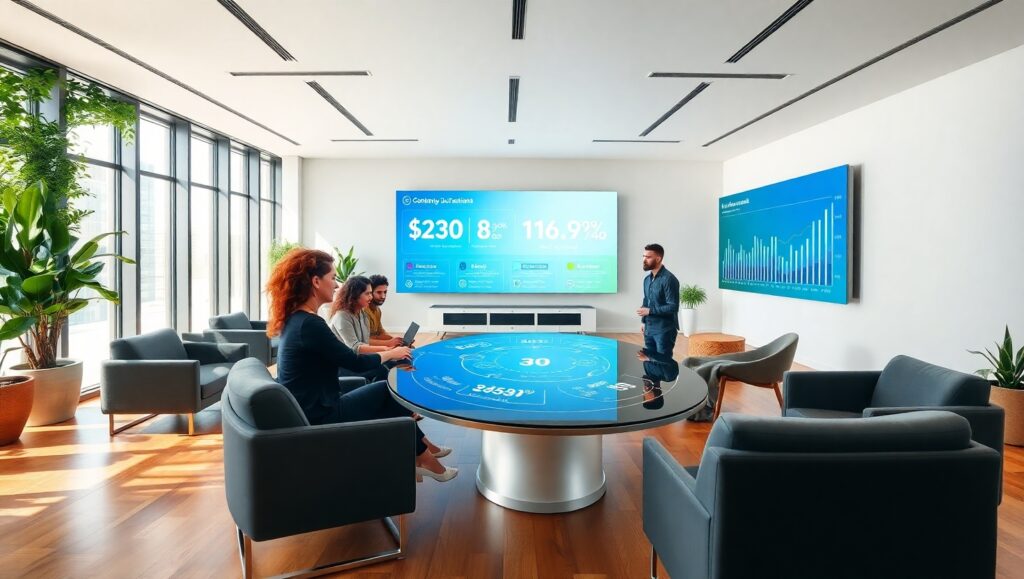 Modern Corporate Office Collaboration Scene mEQ – free AI stock image