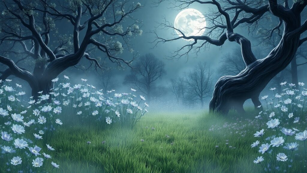 Moonlit Garden of Ethereal Beauty – free AI stock image