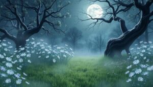 Moonlit Garden of Ethereal Beauty – free AI stock image