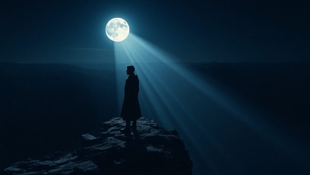 Moonlit Solitude in Chiaroscuro – free AI stock image