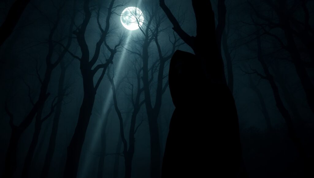 Moonlit Solitude in the Forest – free AI stock image