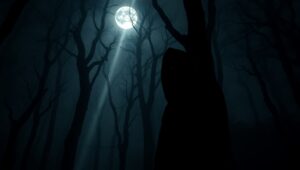 Moonlit Solitude in the Forest – free AI stock image