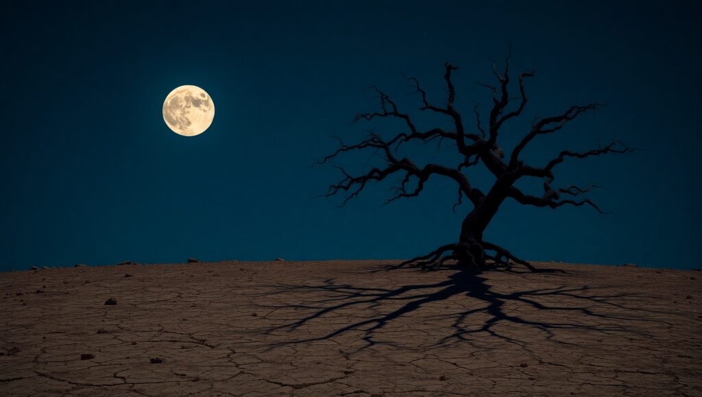 Moonlit Solitude on a Hilltop – free AI stock image