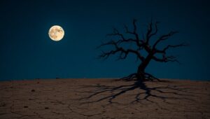 Moonlit Solitude on a Hilltop – free AI stock image