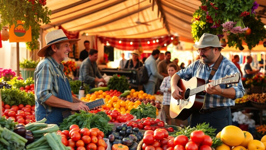 Morning at the Farmers Market – free AI stock image