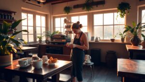 Morning Bliss in a Coffee Shop – free AI stock image