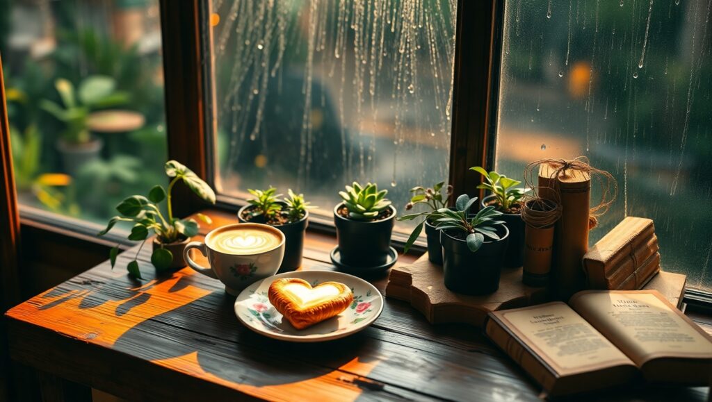 Morning Bliss in a Coffee Shop fZG – free AI stock image