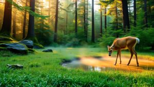 Morning Calm in the Forest – free AI stock image