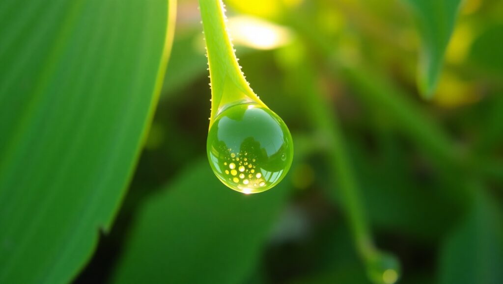 Morning Dew on Leaf Macro Shot s0M – free AI stock image