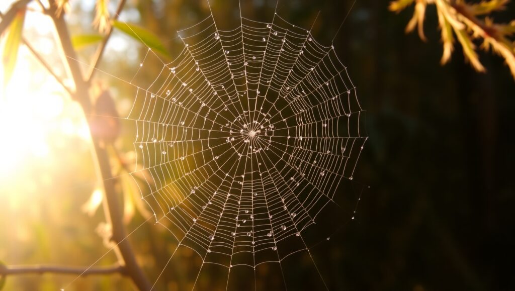 Morning Dew on Spider Web l7Y – free AI stock image