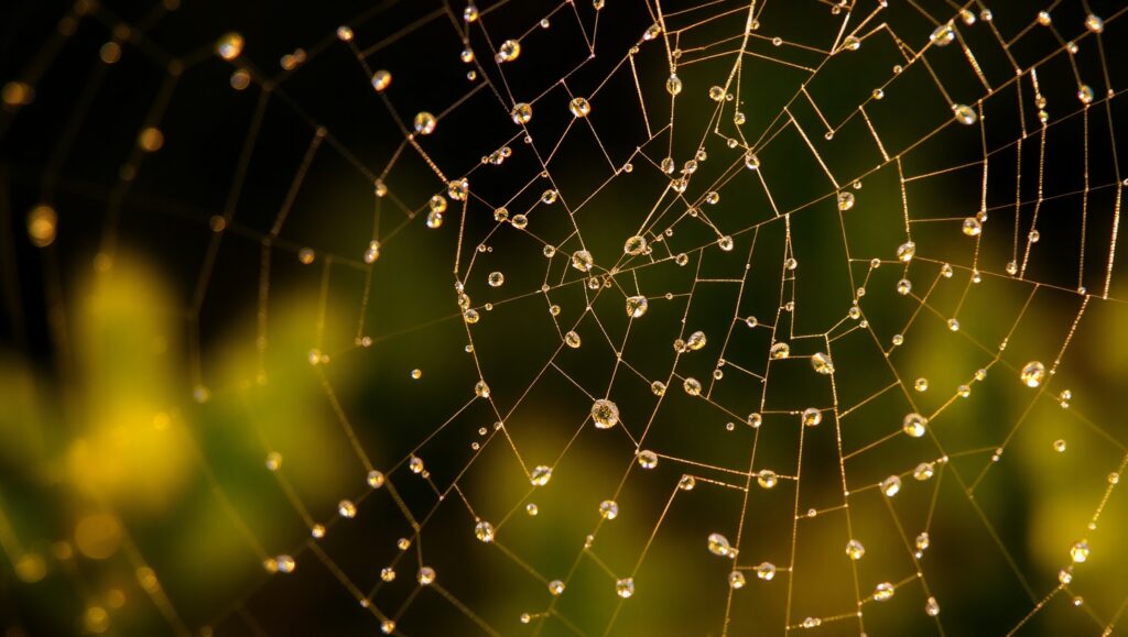 Morning Dew on Spider Webs – free AI stock image