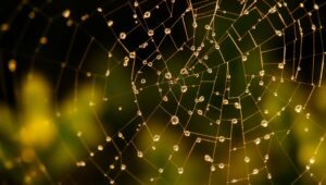 Morning Dew on Spider Webs – free AI stock image