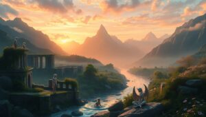 Morning Light Over Ancient Ruins – free AI stock image