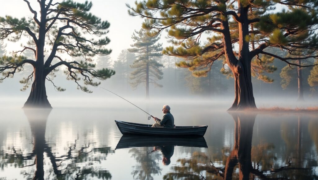 Morning Reflection at the Lake – free AI stock image