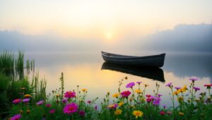 Morning Serenity by the Lakeside Tc5 – free AI stock image