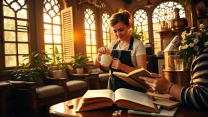 Morning Serenity in a Coffee Shop – free AI stock image