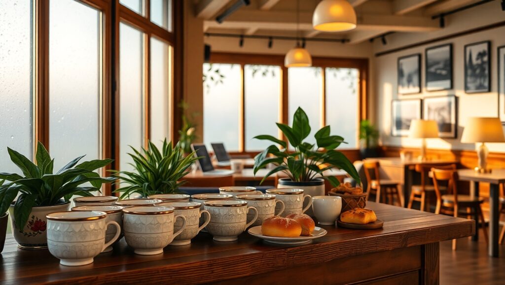 Morning Serenity in Coffee Shop – free AI stock image