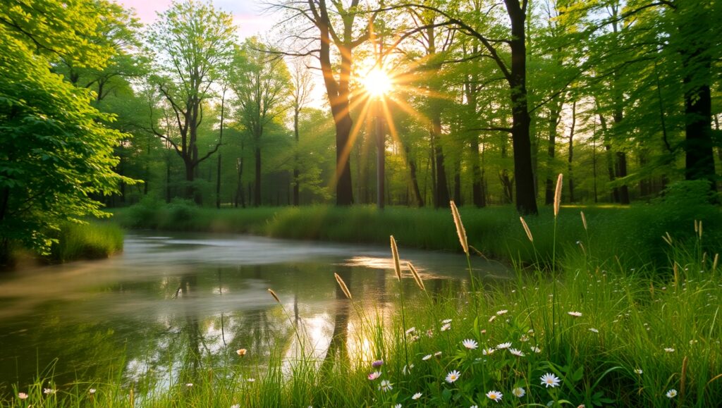 Morning Serenity in the Forest – free AI stock image