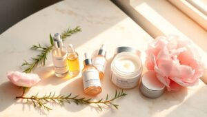 Morning Serenity Skincare Flatlay – free AI stock image