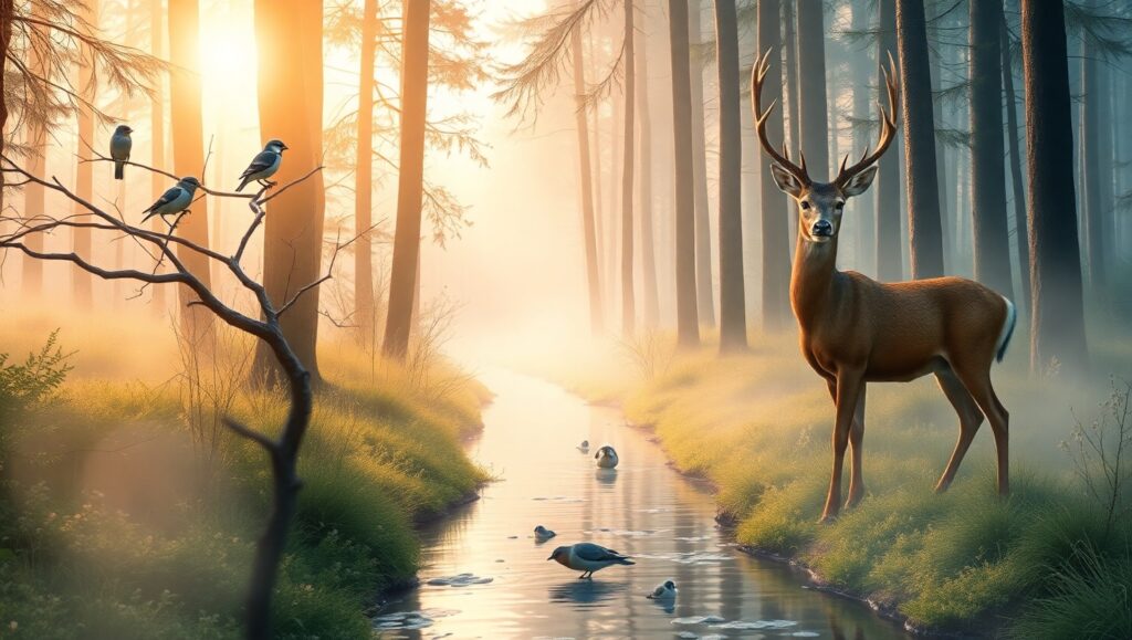 Morning Tranquility in a Forest – free AI stock image