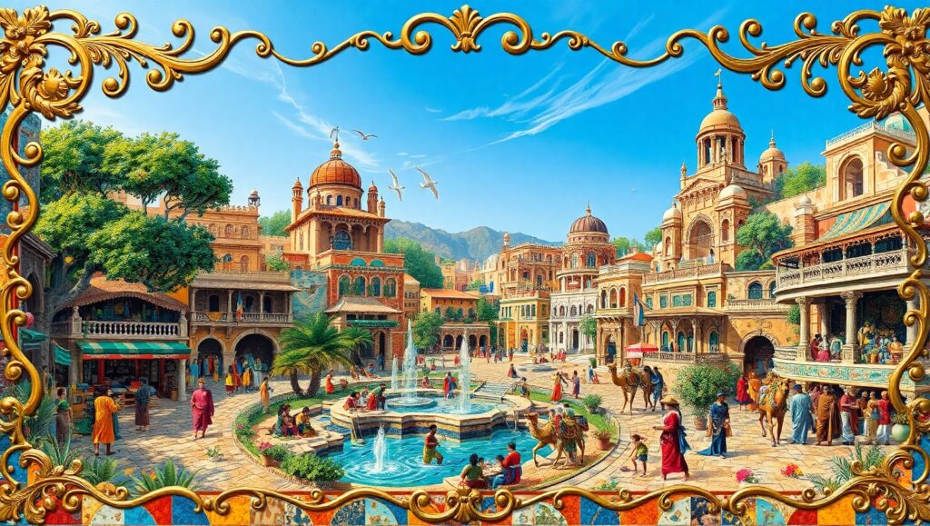 Mosaic City: Cultures in Harmony – free AI stock image