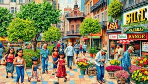 Mosaic City Life Illustrated – free AI stock image