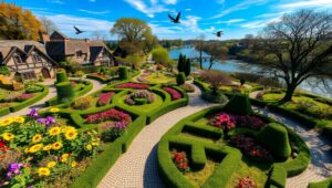 Mosaic Garden from the Sky – free AI stock image