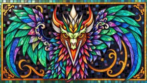 Mosaic Mythical Creature Portrait – free AI stock image