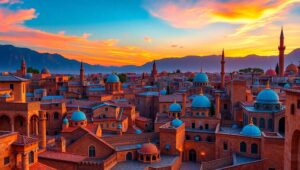 Mosaic of an Ancient City – free AI stock image