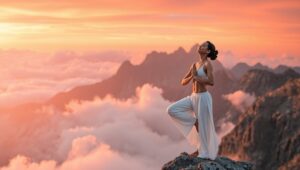 Mountain Peak Yoga Serenity – free AI stock image