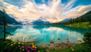 Mountain Reflection in Pencil Sketch – free AI stock image