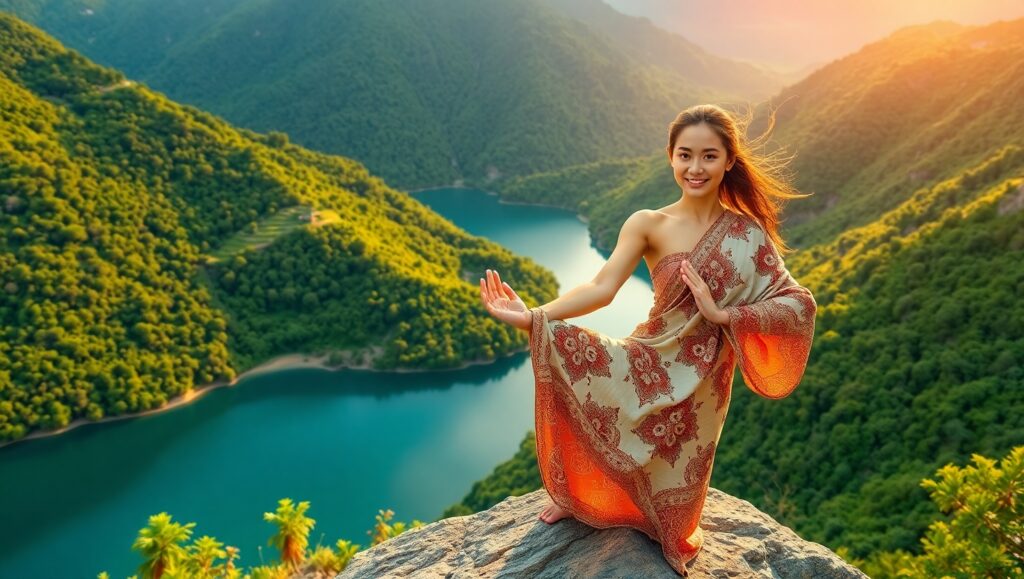 Mountain Serenity: A Unique Yoga Experience – free AI stock image
