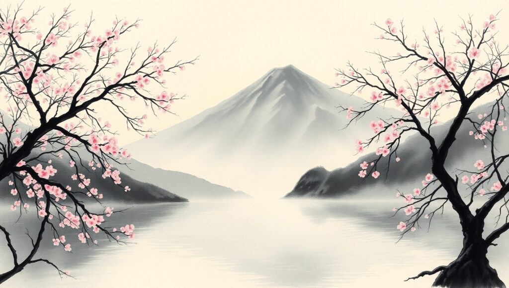 Mountain Serenity at Dawn – free AI stock image