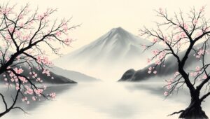 Mountain Serenity at Dawn – free AI stock image