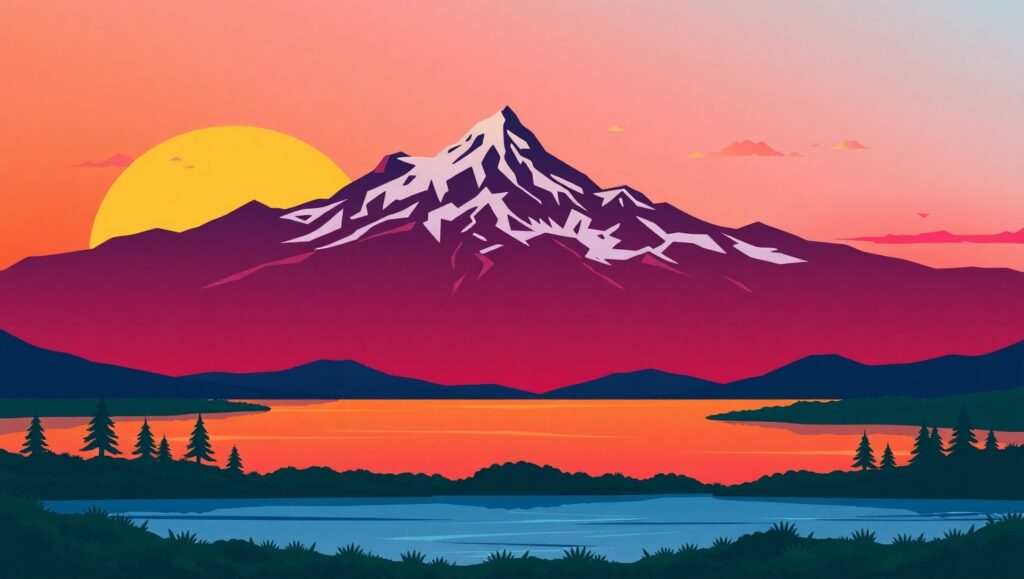 Mountain Serenity at Sunset – free AI stock image