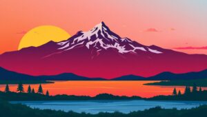 Mountain Serenity at Sunset – free AI stock image