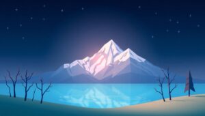 Mountain Serenity in Low-Poly Art – free AI stock image
