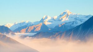Mountain Sunrise in Duotone Colors – free AI stock image